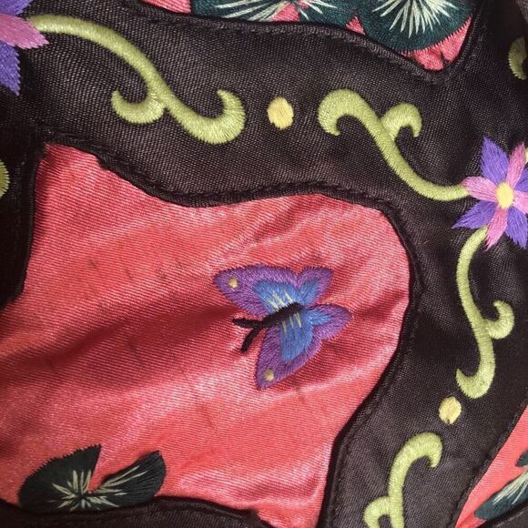 Vintage Papillon ￼ Embroidered handbag butterfly, lily pad ￼ - Picture 7 of 9